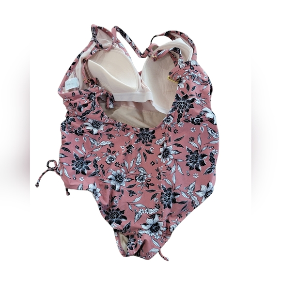 KONA SOL Floral V Neck Cross Back One Piece - Picture 3 of 4